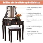 Modernus kosmetinis staliukas su taburete ir apšvietimu (Ruda)