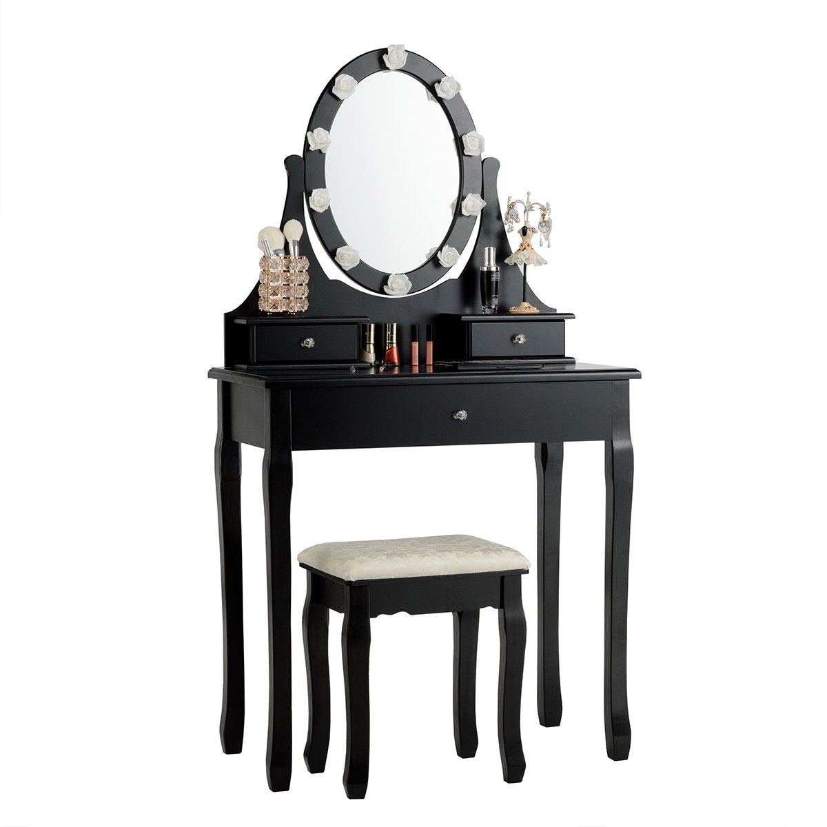 frisiertisch-schminktisch-hw60150bk_1_ Kosmetinis staliukas su veidrodžiu ir taburete (Juoda)