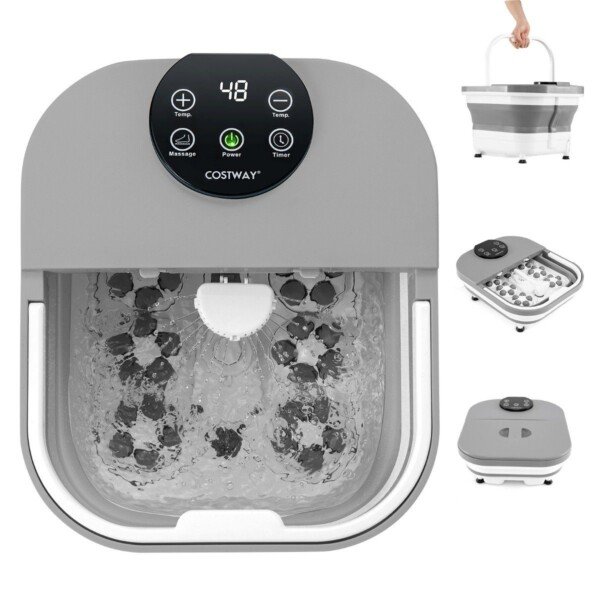 Sulankstoma pėdų vonelė su masažu ir šildymu (Pilka)