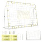 Reguliuojamo aukščio futbolo vartai su atmušimo tinkleliu (Balta)