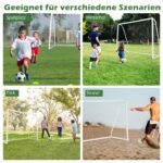 Futbolo vartai su tvirtu tinklu ir šešiais kuoliukais (Balta)
