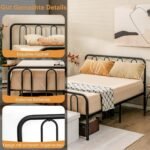 Metalinis lovos rėmas su grotelėmis ir daiktadėže (Juoda)