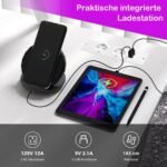 L formos žaidimų stalas su integruotu monitoriaus laikikliu ir įkrovimo stotelėmis (Balta)