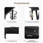 Žaidimų stalas su monitoriaus pakyla ir gėrimų laikikliu (Juoda)