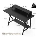 Žaidimų stalas su monitoriaus pakyla ir gėrimų laikikliu (Juoda)