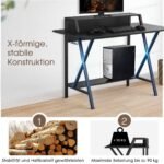 Žaidimų stalas su monitoriaus pakyla ir gėrimų laikikliu (Juoda)