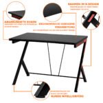 Ergonomiškas žaidimų stalas su R formos rėmu 116 cm (Juoda)