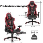 Ergonomiška žaidimų kėdė su ištraukiama atrama kojoms ir reguliuojama atlošimo funkcija (Raudona ir juoda)