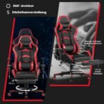 Ergonomiška žaidimų kėdė su ištraukiama atrama kojoms ir reguliuojama atlošimo funkcija (Raudona ir juoda)