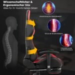 Ergonomiška žaidimų kėdė su ištraukiama atrama kojoms ir reguliuojama atlošimo funkcija (Raudona ir juoda)