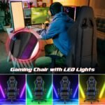 Ergonomiška žaidimų kėdė su RGB apšvietimu ir ištraukiama kojų atrama (Mėlyna)