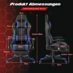 Ergonomiška žaidimų kėdė su RGB apšvietimu ir ištraukiama kojų atrama (Mėlyna)