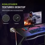 Ergonomiškas žaidimų kompiuterio stalas su laikikliais (Juoda)