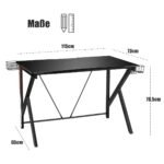 Ergonomiškas žaidimų kompiuterio stalas su laikikliais (Juoda)