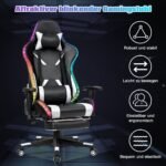 Ergonomiška žaidimų kėdė su reguliuojamu atlošu ir ištraukiama kojų atrama (Balta)