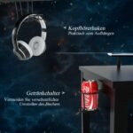 Žaidimų stalas su monitoriaus lentyna ir priedais (Juoda)