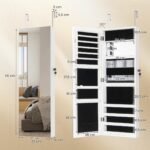 Papuošalų spintelė su viso kūno veidrodžiu 110 cm (Balta)