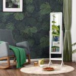 Pastatoma papuošalų spintelė su veidrodžiu ir reguliuojamu kampu (Balta)