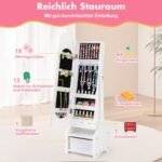 Vaikiška veidrodinė juvelyrikos spintelė su viso ūgio veidrodžiu (Balta)