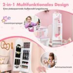 Vaikiška veidrodinė juvelyrikos spintelė su viso ūgio veidrodžiu (Balta)