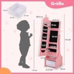 Kompaktiška 2-in-1 papuošalų spintelė su pilno dydžio veidrodžiu (Rožinė)