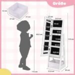 Vaikiška papuošalų spintelė su pilno ilgio veidrodžiu (Balta)