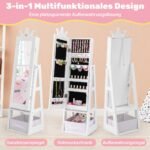 Vaikiška papuošalų spintelė su pilno ilgio veidrodžiu (Balta)