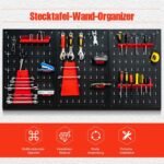 Perforuota sienelė įrankiams su 25 kabliukais 120 x 60 cm (Raudona ir juoda)