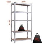 5 lygių metalinių pastatomų lentynų komplektas (Sidabrinė)