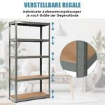 5 pakopų metalinis sandėliavimui skirtas stovas (Pilka)