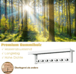 Sieninė spintelė su lentyna ir septyniais dvigubais kabliukais (Balta)