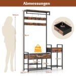 Stovas su suoliuku ir 12 kabliukų drabužiams ir batams (Ruda)