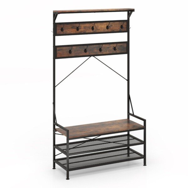 Drabužinė su batų lentyna ir suoliuku (Ruda)