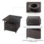 Rataninis lauko staliukas su skėčio laikikliu (Tamsiai ruda)