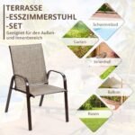 Lauko kėdžių komplektas su atlenkiamais porankiais ir metaliniu rėmu (Pilka)