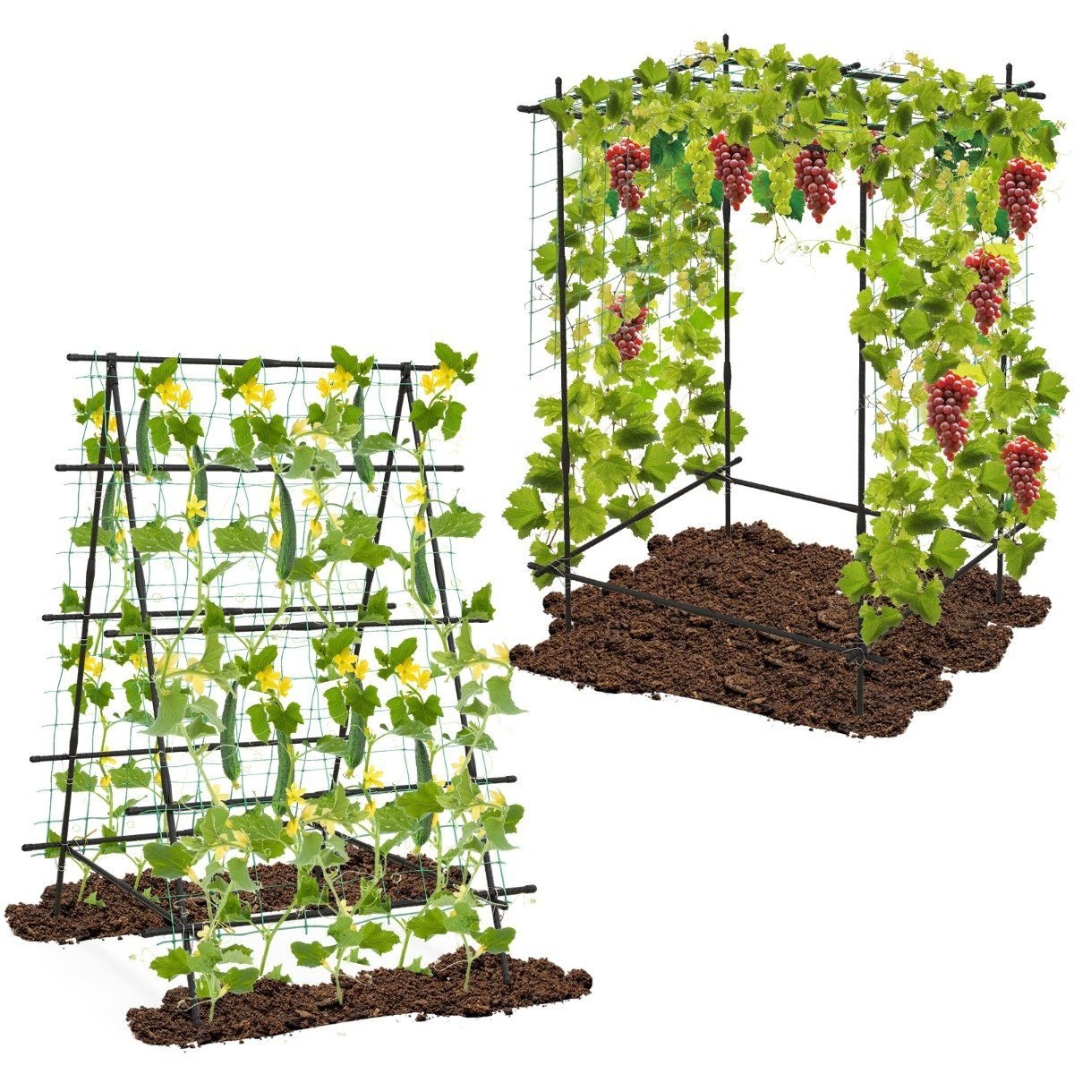 garten-trellis-gt4171bk_7_ Laipiojančių augalų atrama su tinkleliu ir spaustuvais (Juoda)