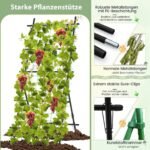 Vertikalus 187 cm augalų atraminis stovas su tinkleliu (Juoda)