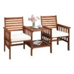 Sodo suolas su integruotu staliuku ir pagalvėlėmis (Balta)