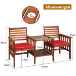 Sodo suolas su stalu ir pagalvėlėmis (Raudona)