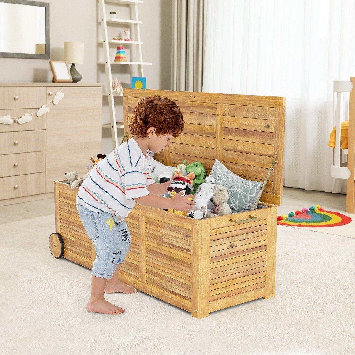 gartenbank-op71258_3_ Sodo dėžė su ratukais ir vandeniui atspariu pamušalu 182L (Natūrali)