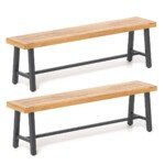 3 vietų parko suolas iš akacijos medienos ir metalo (Natūrali)