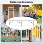 Sulankstomas lauko pramogų suoliukas 182 cm (Balta)