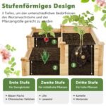 3 pakopų eglės medienos gėlynas atviru dugnu (Natūrali)