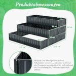 3 pakopų metalinė laiptuota pakelta lysvė (Juoda)