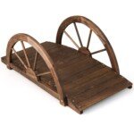 Medinė sodo tilto dekoracija su pusapvaliais turėklais (Ruda)