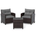 Lauko baldų komplektas: 2 kėdės ir staliukas (Pilka)