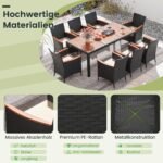 Lauko baldų komplektas 8 asmenims su akacijos medžio stalviršiu (Ruda)