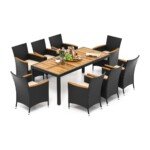 Lauko baldų komplektas 8 asmenims su akacijos medžio stalviršiu (Ruda)