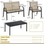 Lauko baldų komplektas: sofa dvi kėdės ir staliukas (Ruda)