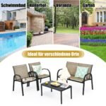 Lauko baldų komplektas: sofa dvi kėdės ir staliukas (Ruda)